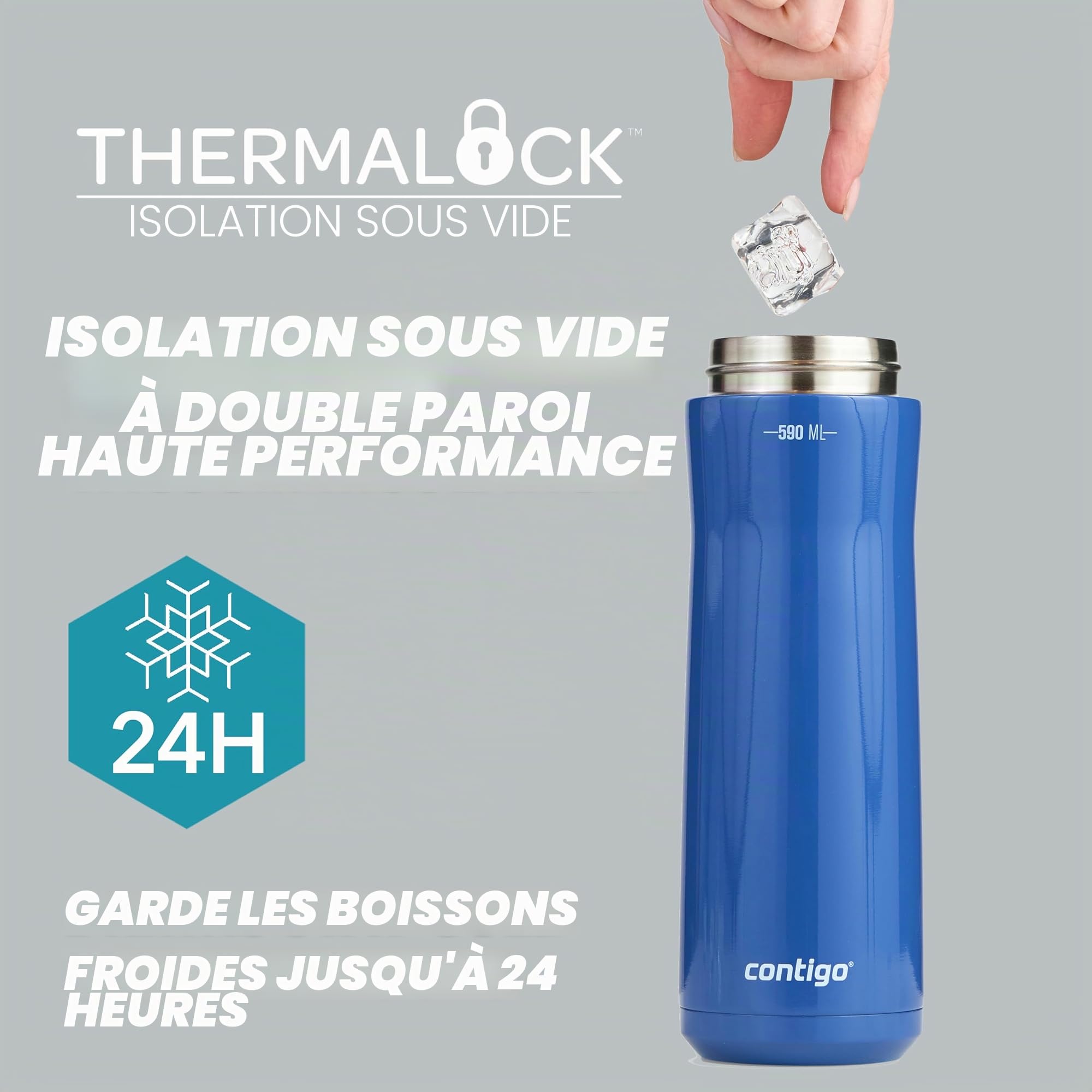 Contigo Jackson Chill Autopop Gourde Sport | Inox | Chaud 24h | 590ml