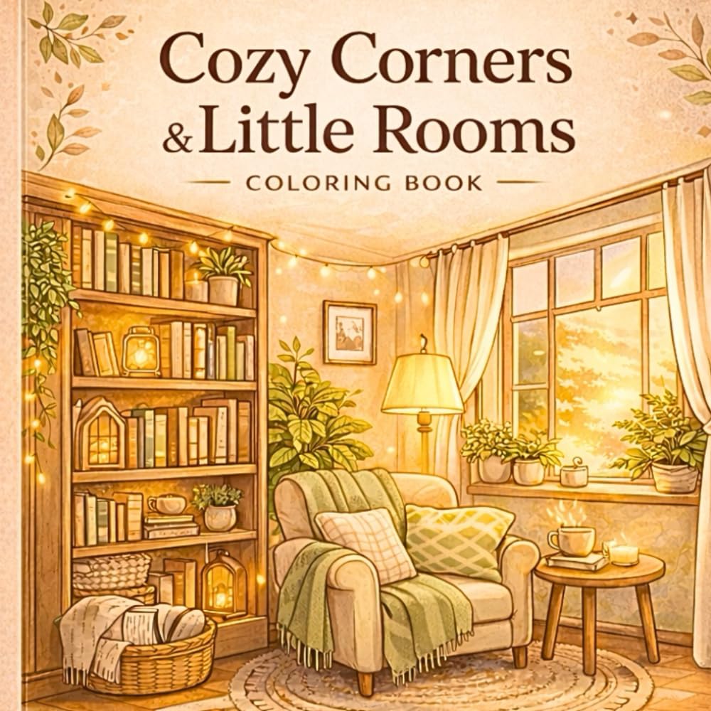 Cozy Corners & Little Rooms Coloring Book: Cute & Relaxing Hygge Spaces for Stress Relief and Mindfulness