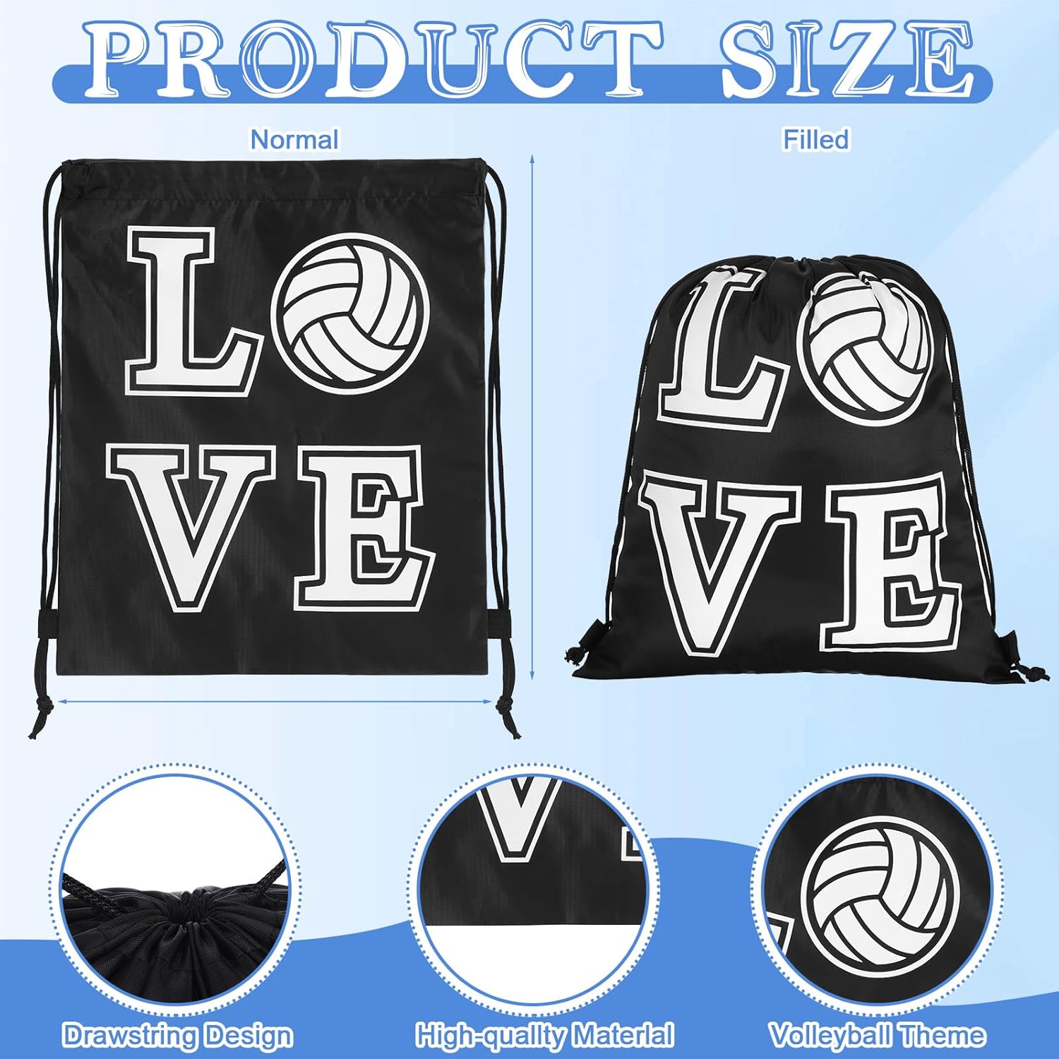 36 Pcs Volleyball Team Gifts Volleyball Party Favors Bulk Include 12 Volleyball Drawstring Bag Gift Bags 12 Adjustable Volleyball Bracelet 12 Cards for Team Players Gift Sport Themed Supplies - Image 2