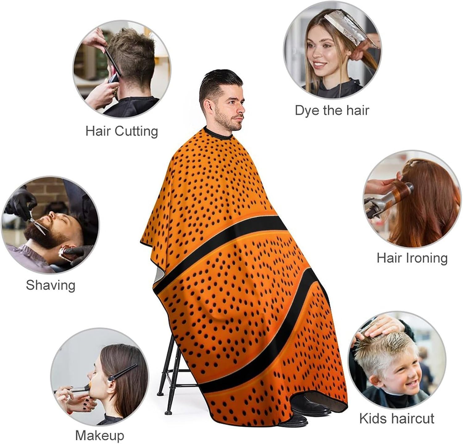 Basketball Background Barber Cape Professional Hair Cutting Apron Hairdresser Cape for Men Women