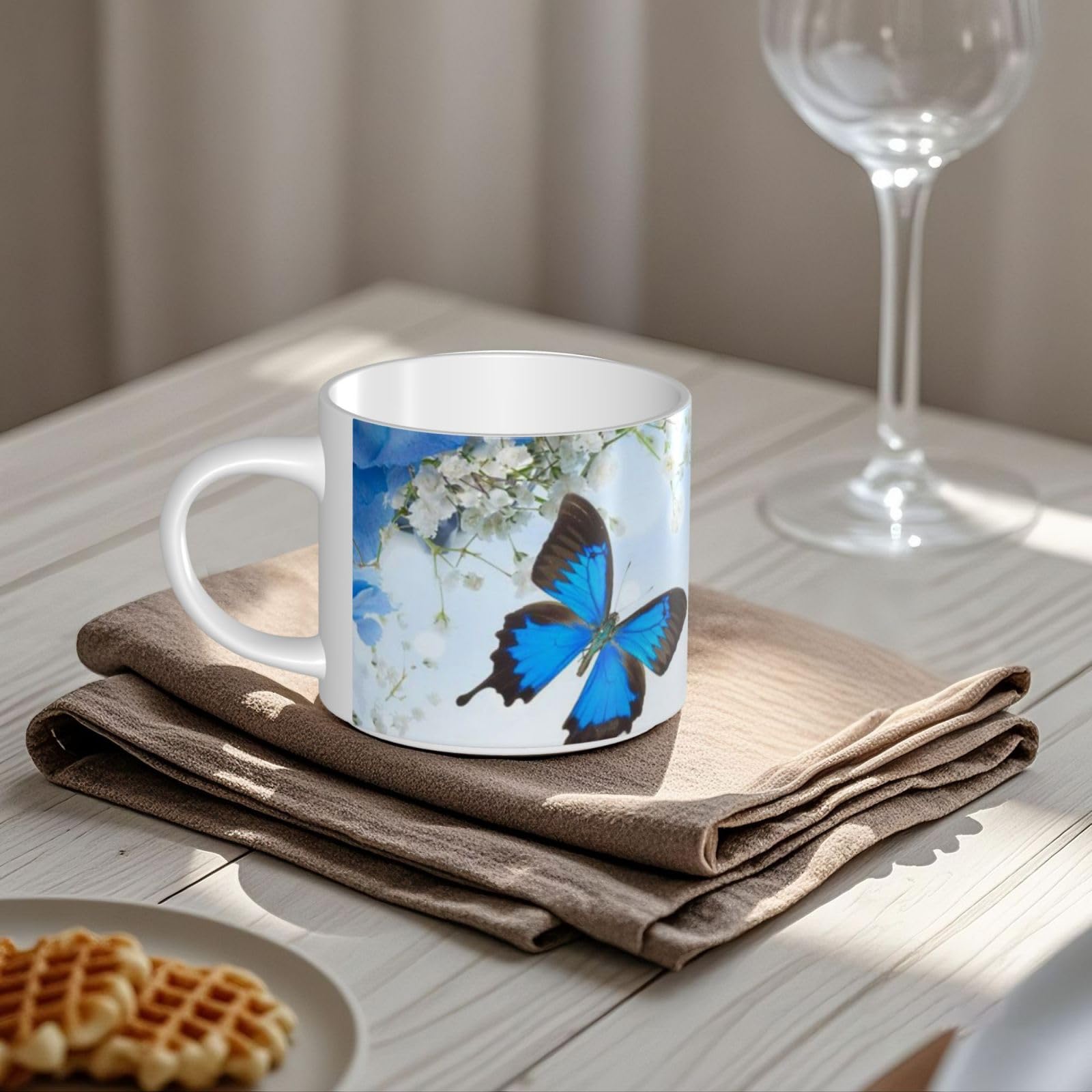 Kwiaty i motyl drukowane kubki ceramiczne o dużej pojemności kubek do kawy