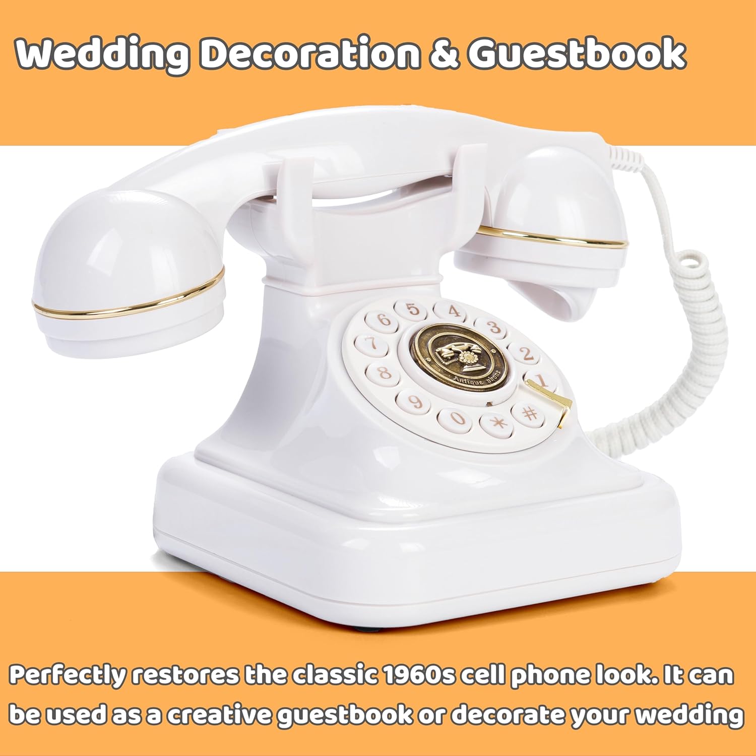 RetroVox Audio Guest Book Wedding Phone Guestbook Easy to Use & Fun Engagements Anniversaries Baby Showers Graduation Record Personalized Audio Messages (A White) - Image 2