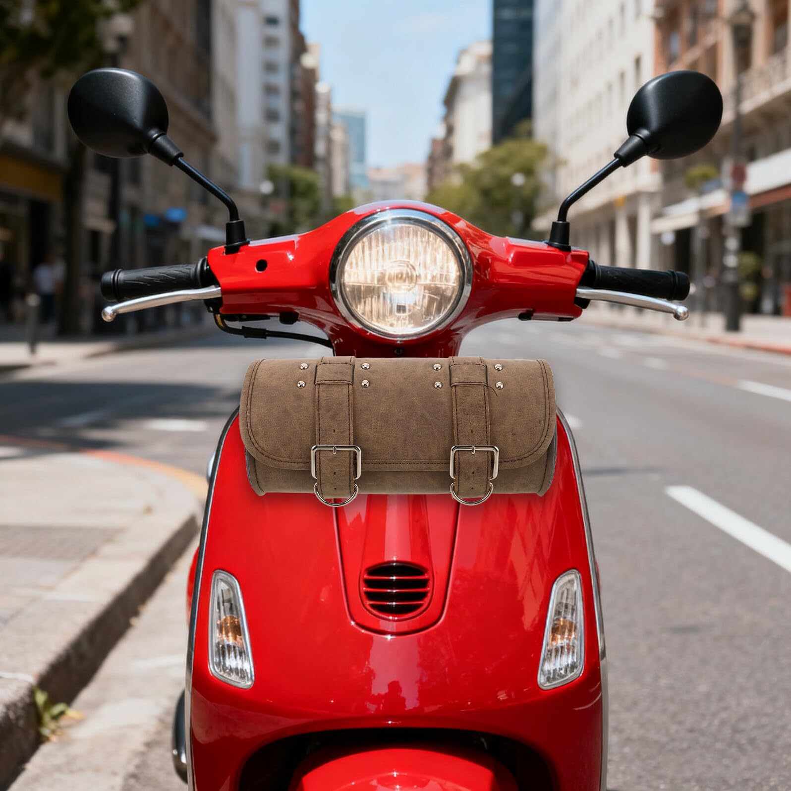 Torba Motocyklowa Kierownicę z PU Skóry i Stopu Duża Pojemność Odporna Zarysowania Wielozakresowa Organizacja Narzędzi Uniwersalna Torba Widelec Do Motocykla i Skutera