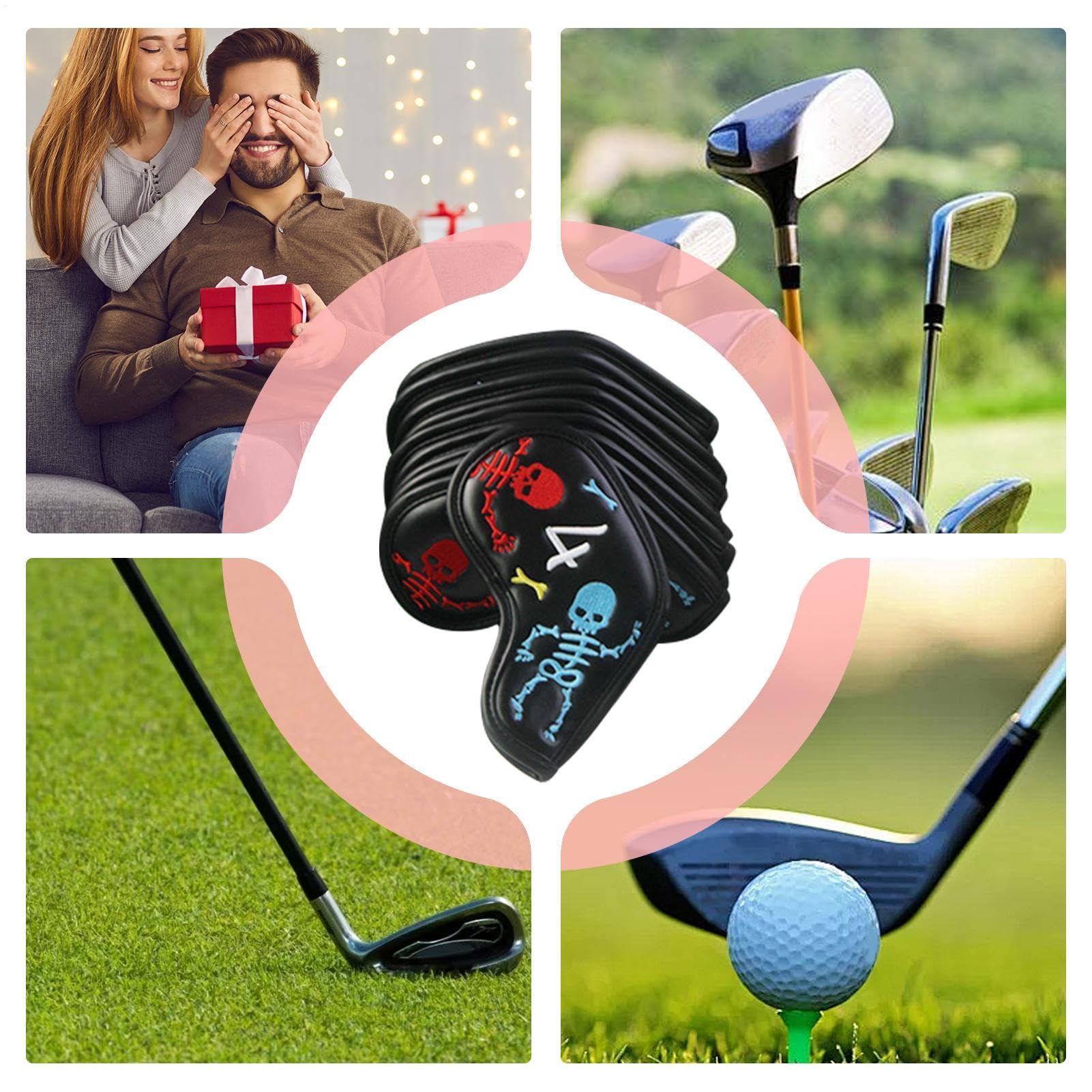 Golfschläger-Schlägerkopfhüllen-Set, Schlägerkopfhüllen aus Leder | Golf