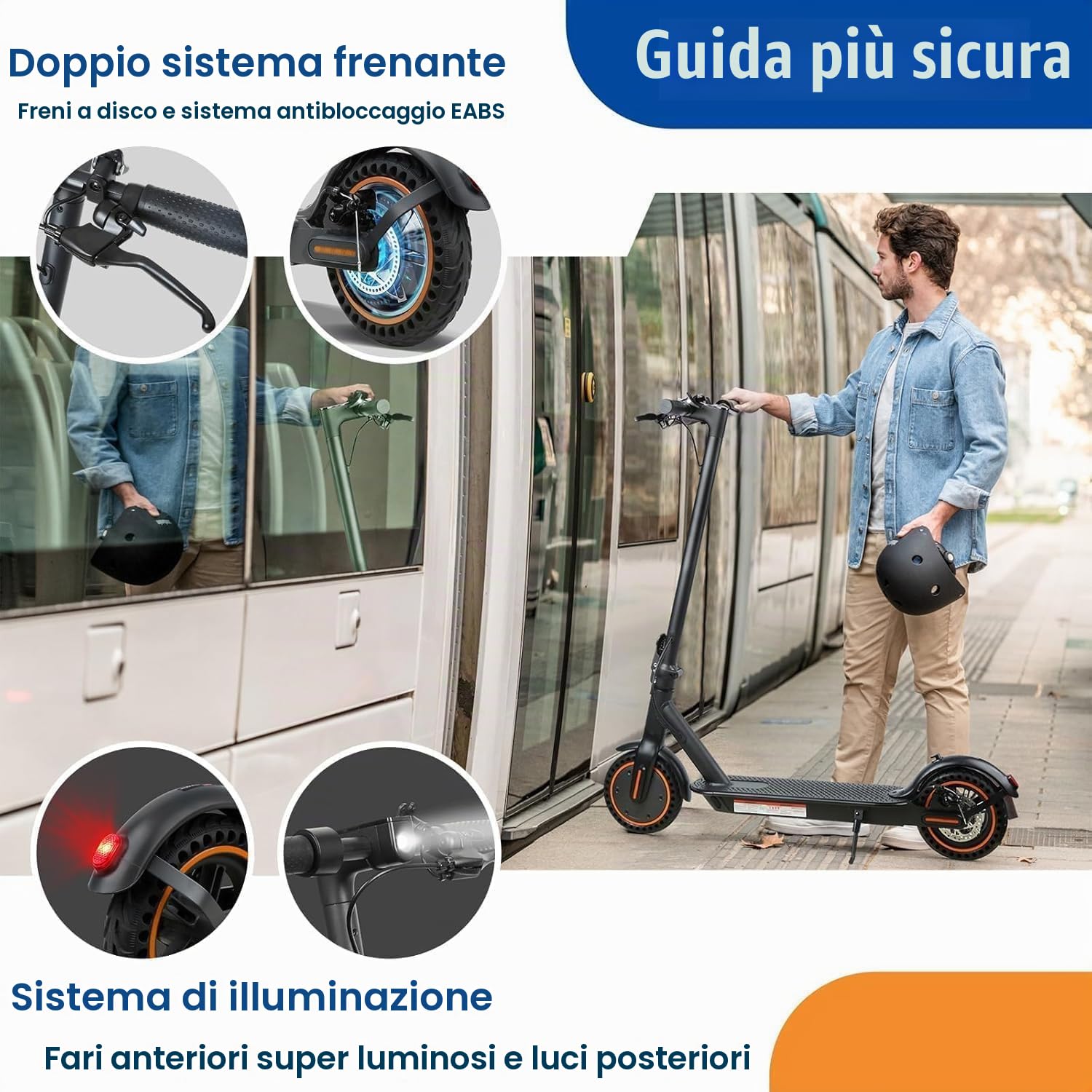 Monopattino Elettrico Adulto, 8.5" Monopattino Elettrico Pieghevole, Batteria da 10.4 Ah Autonomia di 30KM Velocità Massima 25 KM/H, Doppi Ammortizzatori, con Borsa