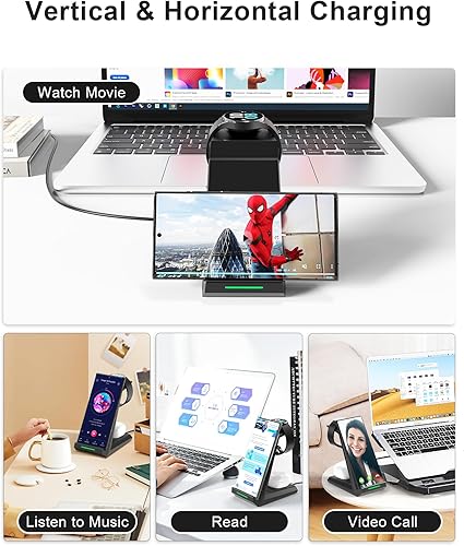 Miniatura 4 de Cargador inalámbrico para Samsung, ADADPU 3 en 1 estación de carga para múltiples dispositivos, soporte de carga rápida para Galaxy S25 S24 S23 S22