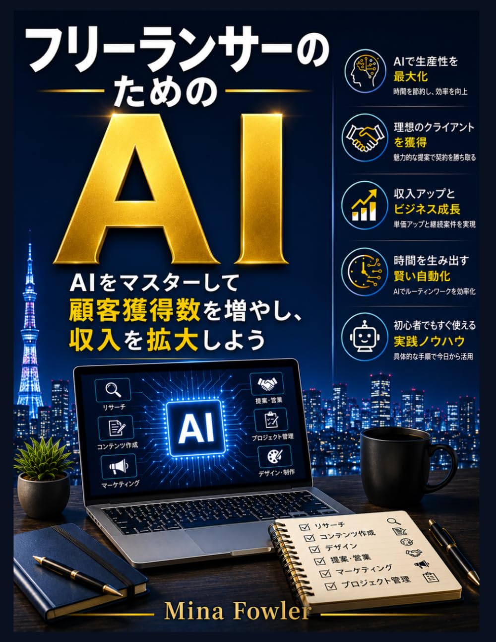 フリーランサーのためのAI: AIをマスターして顧客獲得数を増やし、収入を拡大しよう