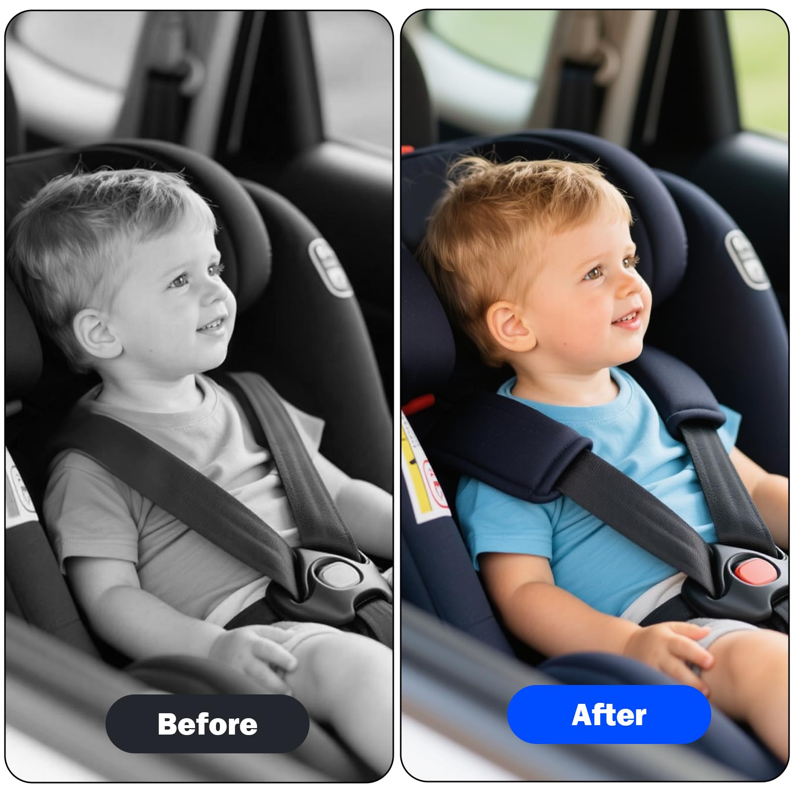 Set di 3 cuscinetti per cinture di sicurezza per bambini, cuscino universale Soft Seat Belt (nero)