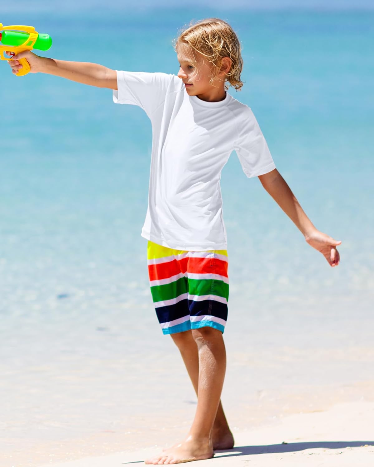 Boys Rash Guard Shirts Short Sleeve Quick Dry Swim Shirts UPF 50+ for Kids Athletic - Image 6
