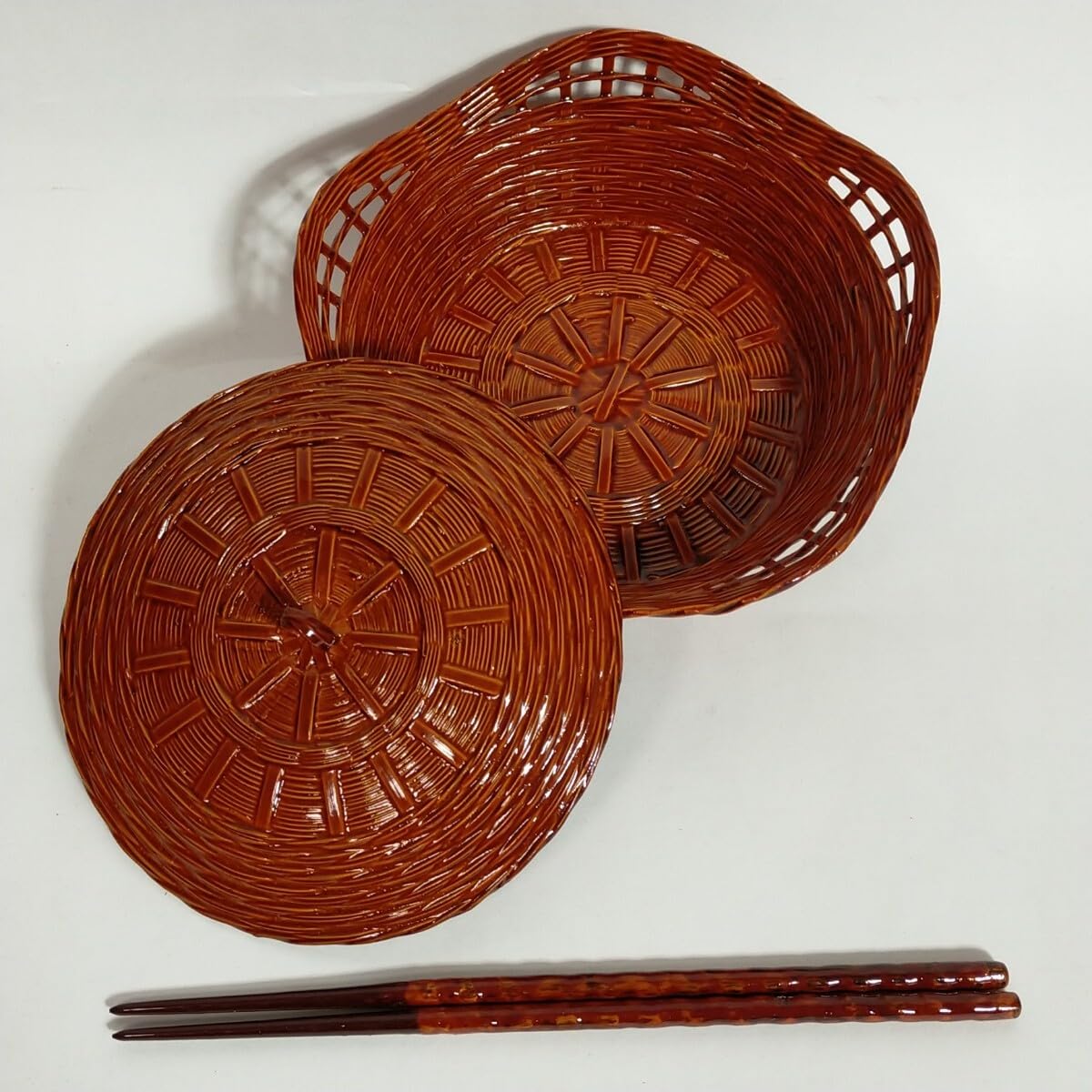 Amazon.co.jp: 籃胎漆器 菓子器 取り箸 らんたい漆器 竹かご 竹細工 