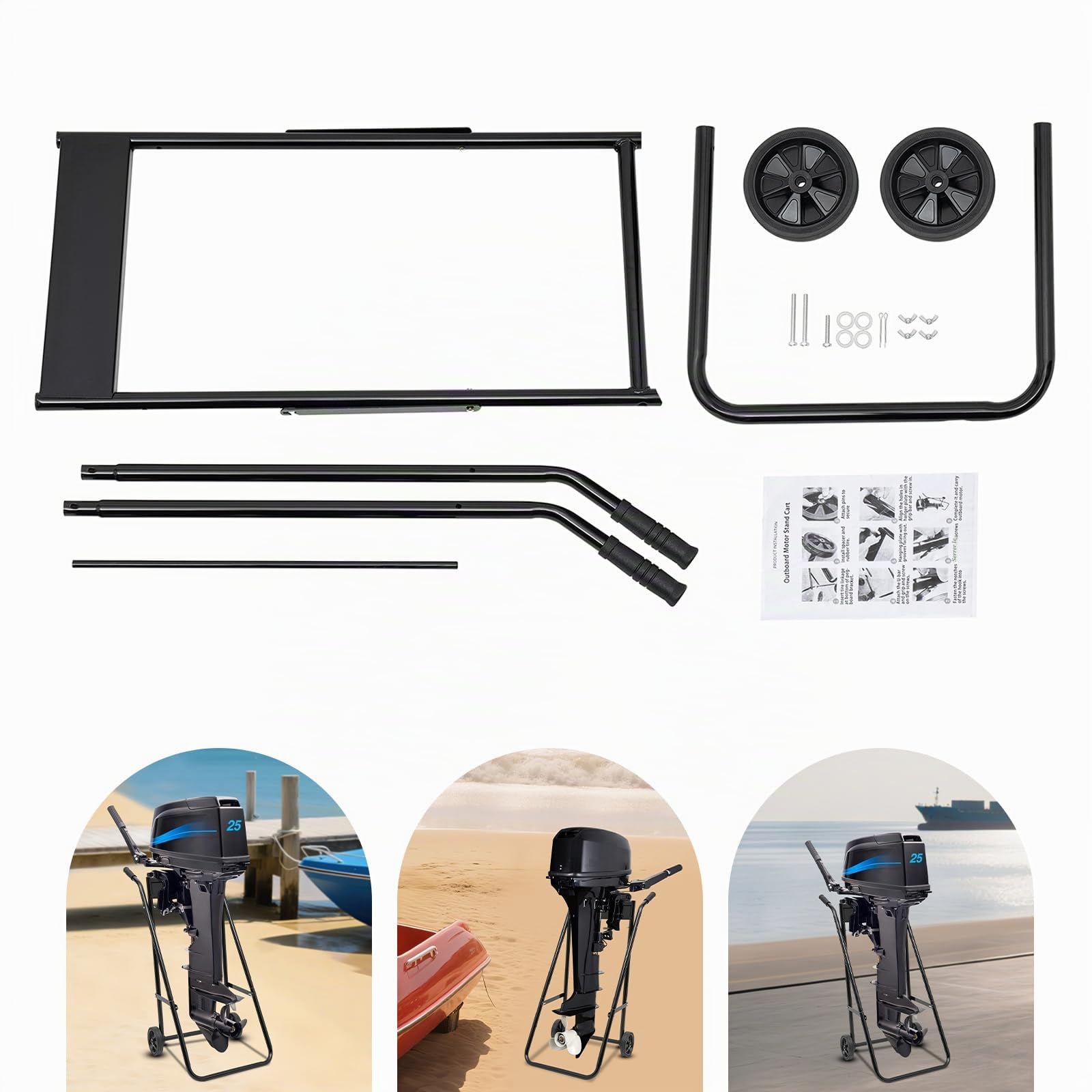 Support de moteur hors-bord, chariot de transport pliable, jusqu'à 70 kg