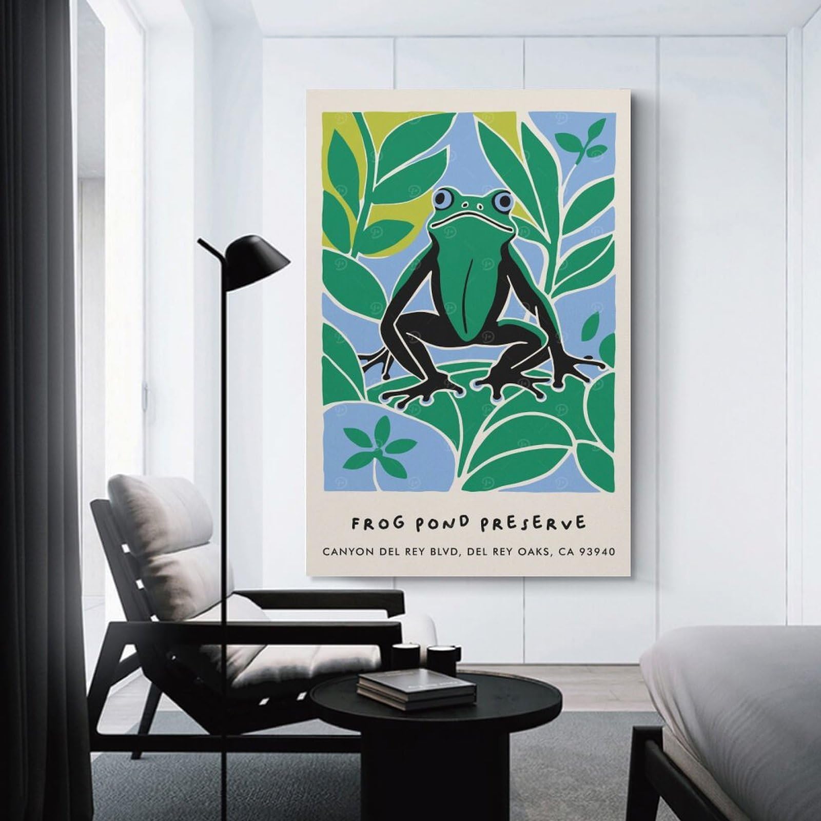 Junmoney Cute Frog Preserve CA Wall Art Print, 24x36inch(60x90cm), for Lounge Decor, Bedroom Walls Or Flats, Decorative Artwork for Empty Walls