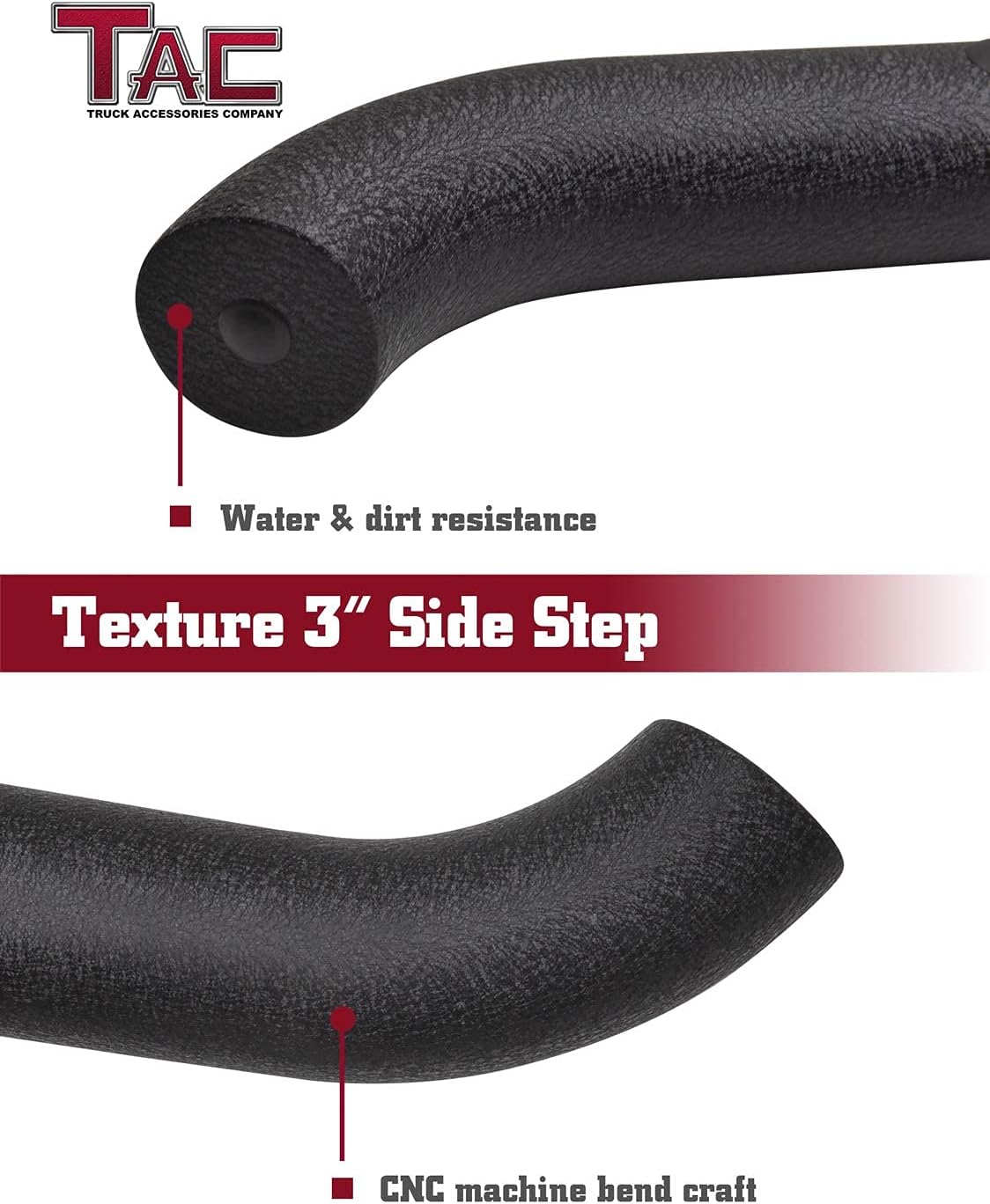 TAC Side Steps Running Boards Fit 2007-2021 Toyota Tundra Double Cab Truck Pickup 3” Texture Black Side Bars Nerf Bars Off Road Accessories
