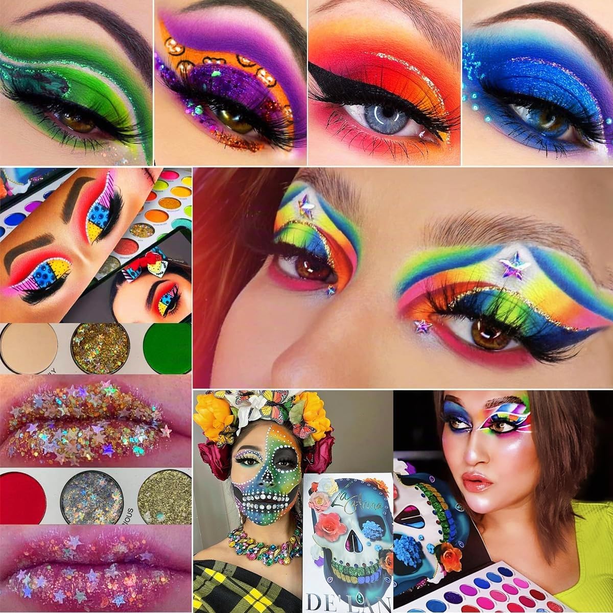 DE'LANCI La Catrina Makeup Pallet Professional 54 couleurs Palette de fard à paupières, hautement pigmentées Matte Shimmer Brillant Glitter Multi-Reflective Shades palette de maquillage