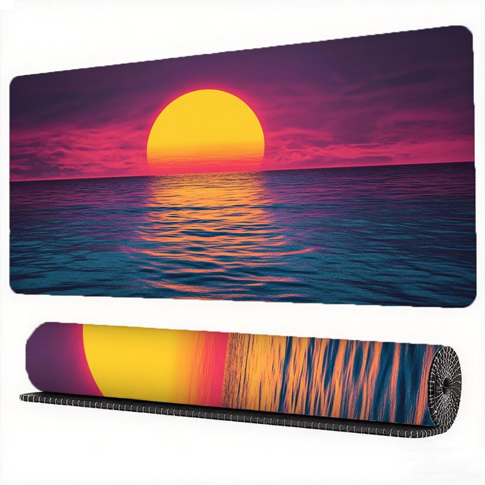 Podkładka pod mysz Ocean 1600 x 800 mm Zachód słońca Duża podkładka pod mysz japońska podkładka pod mysz antypoślizgowa gumowa powierzchnia szwy na krawędziach mata biurkowa do dekoracji domu biura