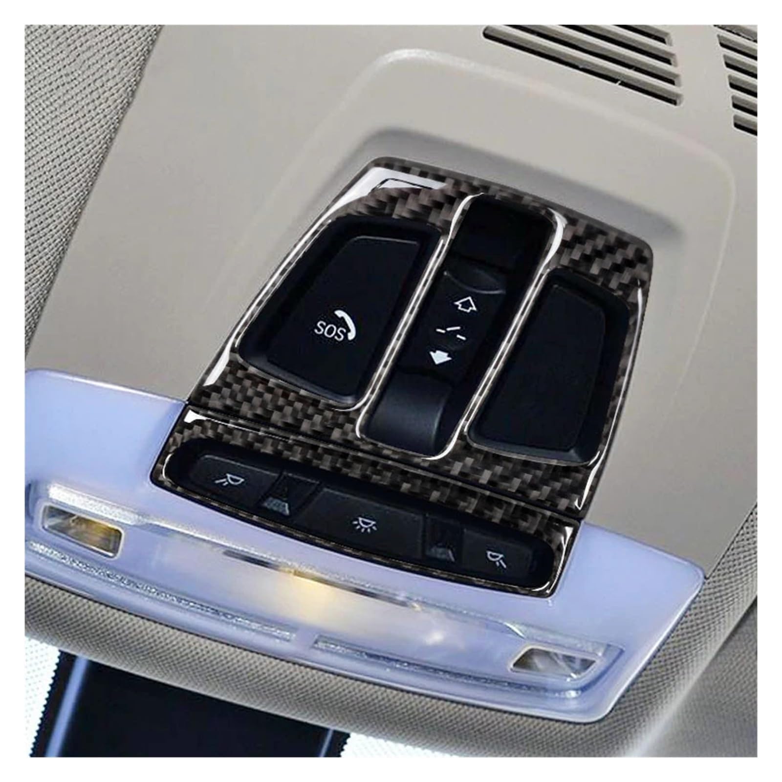 Cupola Copertura della Luce Trim per 1 2 3 4 Series 3GT 2013 2014 2015 2016 2017,Fibra di Carbonio Car Top Light Switch Frame Cover Trim Sticker Tetto luci di Lettura Adesivi