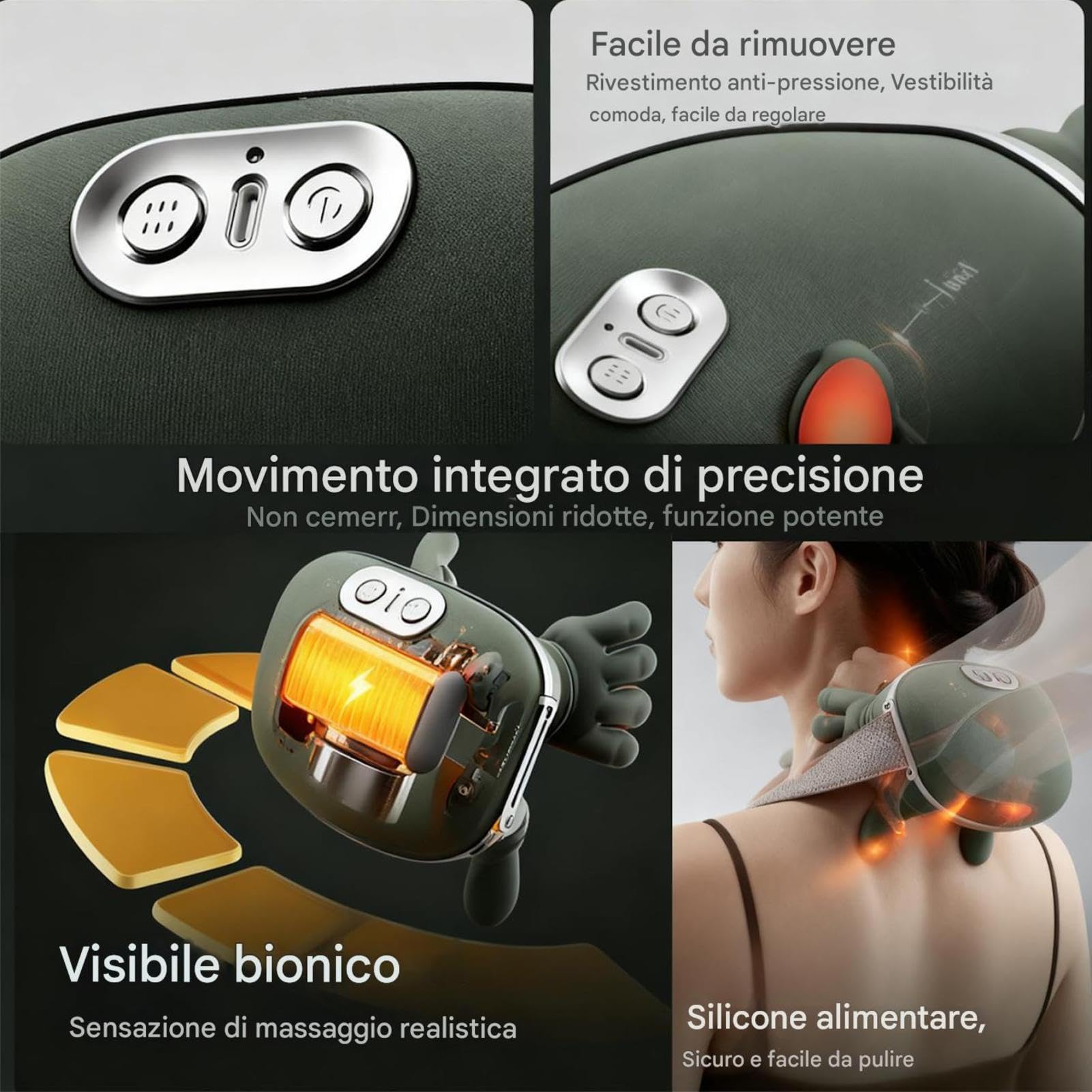 Massaggiatore Cervicale Con Manine, Massaggiatore Per Spalle Con Calore | Massaggio Elettrico Dei Tessutis Profondi 4D Con Impastamento, MassaggiatoreShiatsu Per Schiena E Collo Per Alleviare