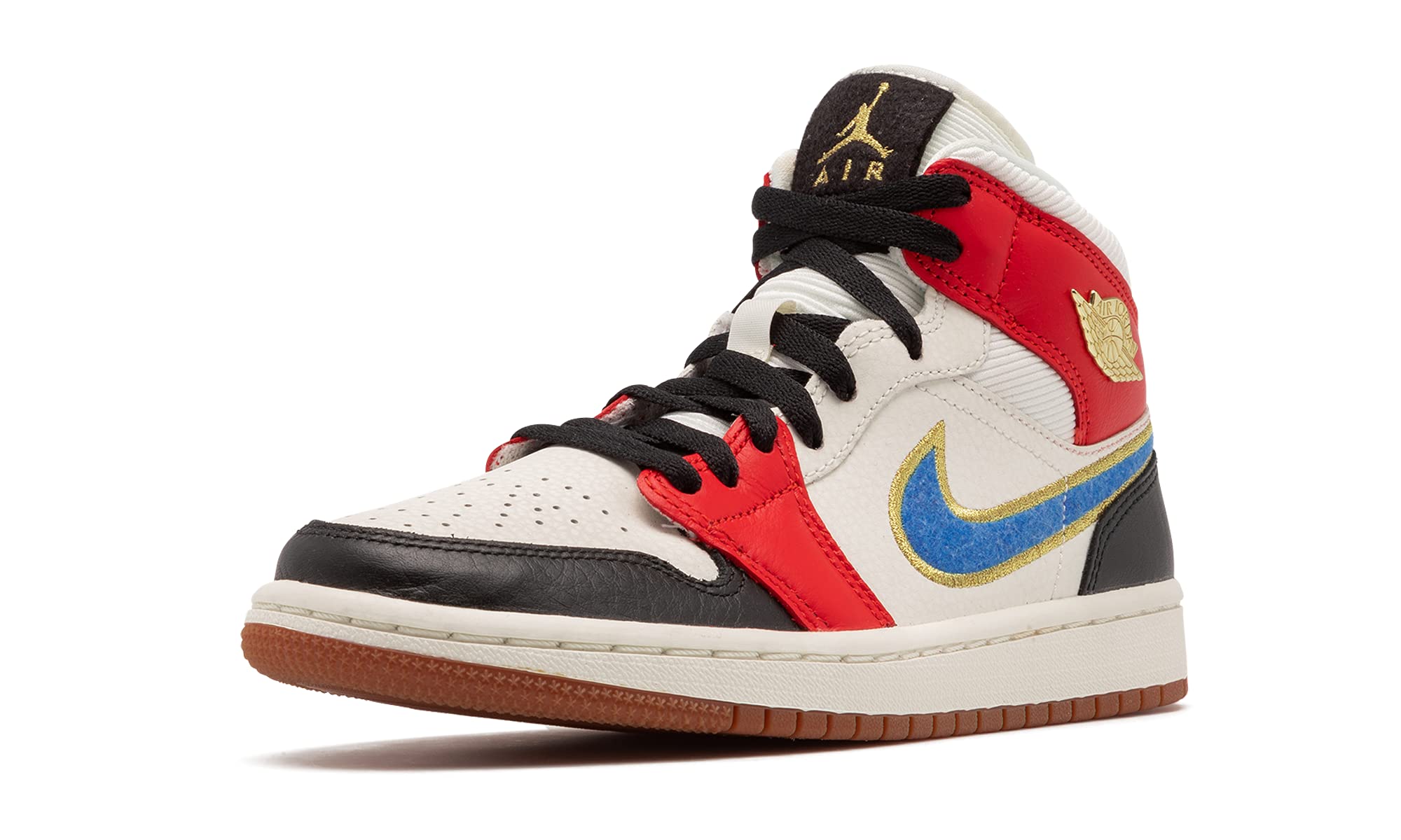 Nike Femmes Air Jordan 1 Mid Se Chaussures, Voile/photo bleu-rouge chili, 8.5