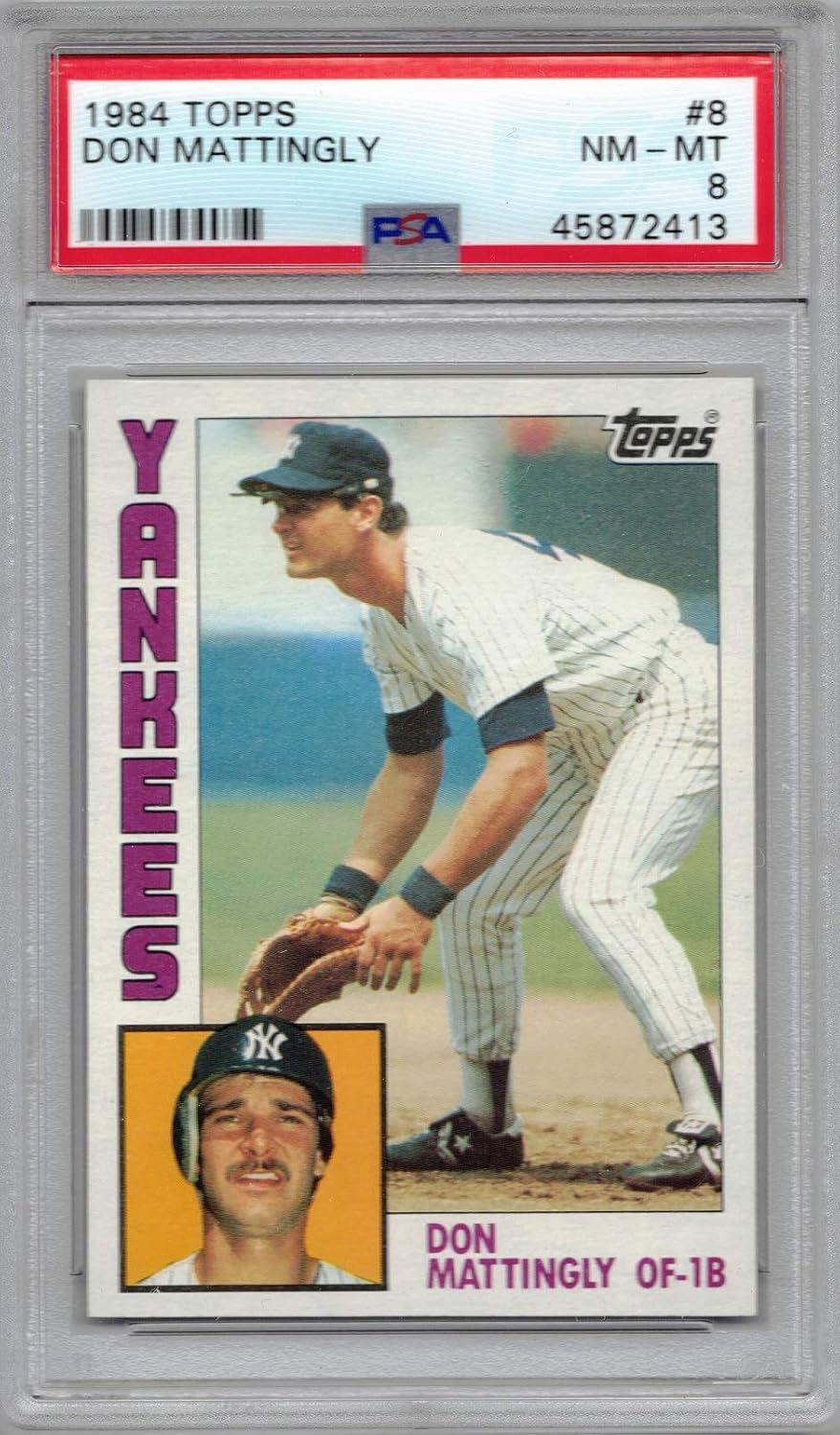 1984 Topps Baseball #8 Don Mattingly Rookie Card Graded PSA 8 Near Mint to Mint