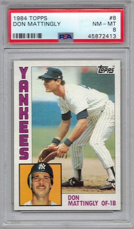 1984 Topps Baseball #8 Tarjeta de novato Don Mattingly calificada PSA 8 Casi perfecta a perfecta