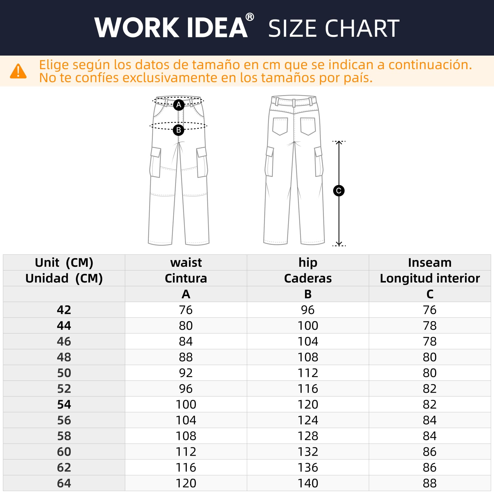 WORK IDEA Pantalón de Trabajo de Hombre, Bolsillos en Las Rodillas Oxford, pantalón de algodón elástico