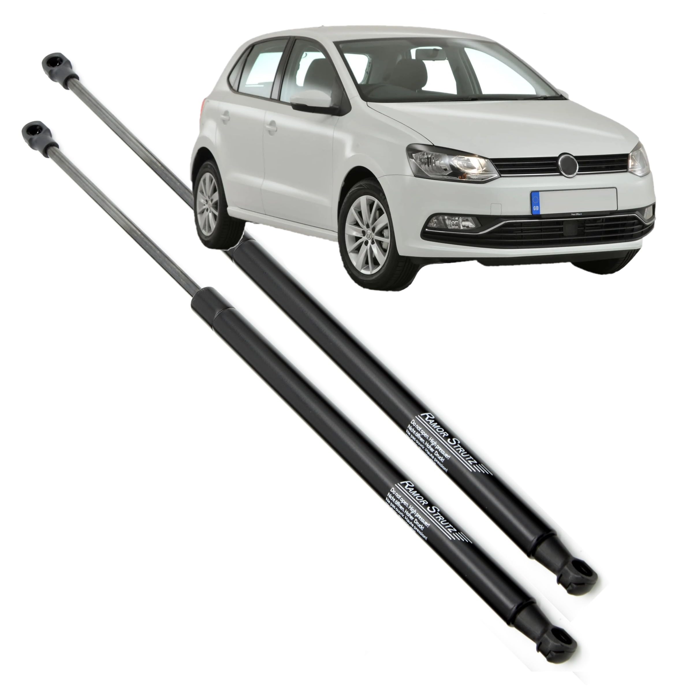 2x Molle a Gas Compatibile con VW Polo Mk5 6R-6C Due Volumi 2009-2017. Ammortizzatore Pistoncini Cofano Posteriore Sostituzione per 6R6827550A e altri.