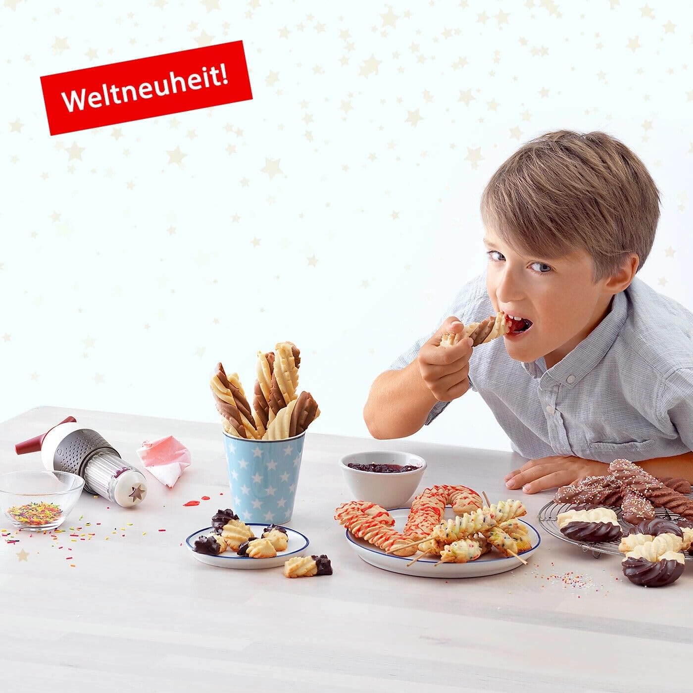 Betty Bossi Keks-Presse + Zwirbel Presse Gourmet im Set - Gebäckpresse für Kekse und Plätzchen, Kekspresse Biscuits und Plätzchenpresse mit Rezeptheften