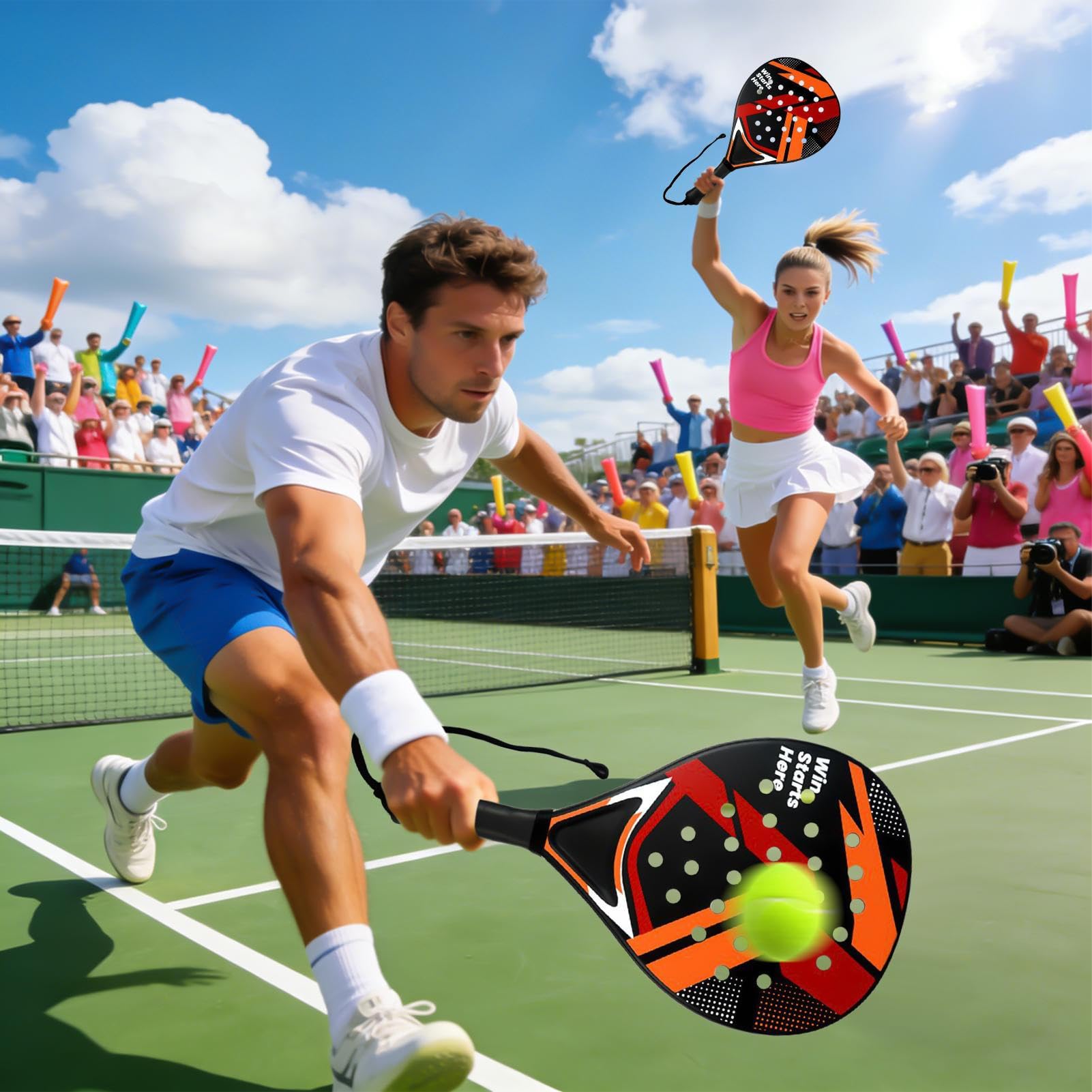 Juego De Tenis Palas Ligeras Antivibración Antideslizantes | Raquetas de Tenis con 2 Pelotas y Bolsa de Transporte Para Recreación, Entrenamiento, Deporte, Hombre, Mujer, Atleta, Playa,