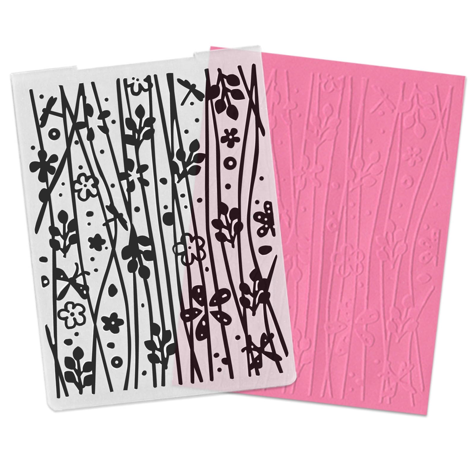 3-D Textured Impressions Background Embossing Folder, Flower and Branches Pattern Plastic Embossing Folder Template for Card Making Scrapbooking Paper Craft Album Stamps DIY Décor
