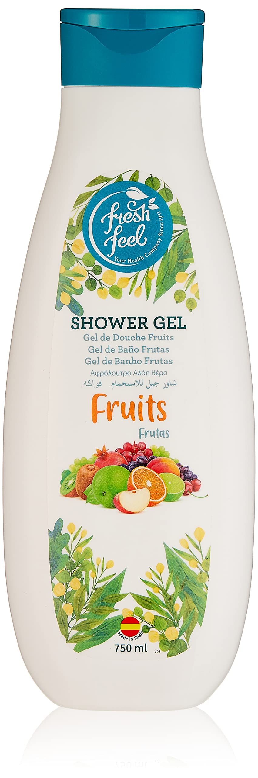 Fresh FeelFruits Shower Gel/ 750ml/ Power Fruit Fresh Body Wash/Super-Moisturising/Deep Hydration