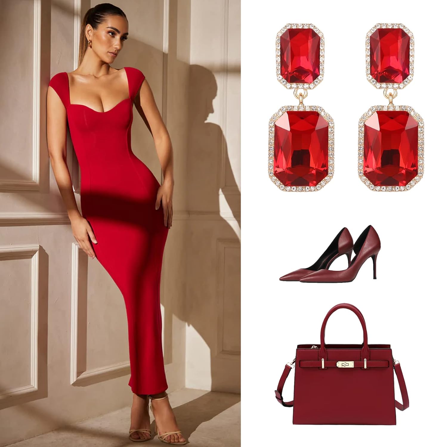 Vintage Rhinestone Statement Earrings Fancy Big Crystal Rectangle Drop Dangle Earrings Evening Prom Pageant Jewelry Earrings for Women - Image 4