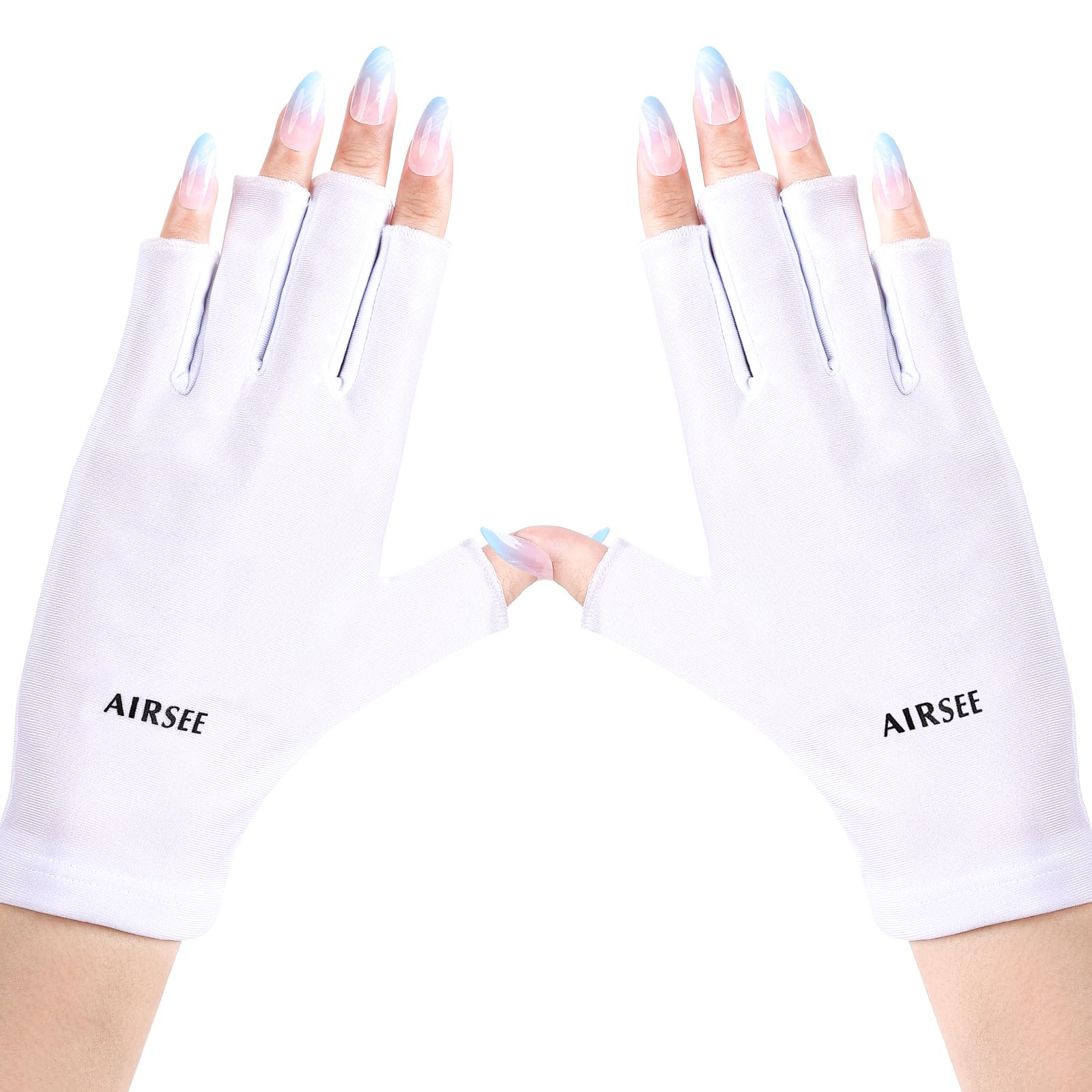 AIRSEE Anti UV Gloves for Nail Lamp, Professional UPF50+ UV Protection Gloves for Manicures Nail Art, Fingerless Gloves (White)-picture-53