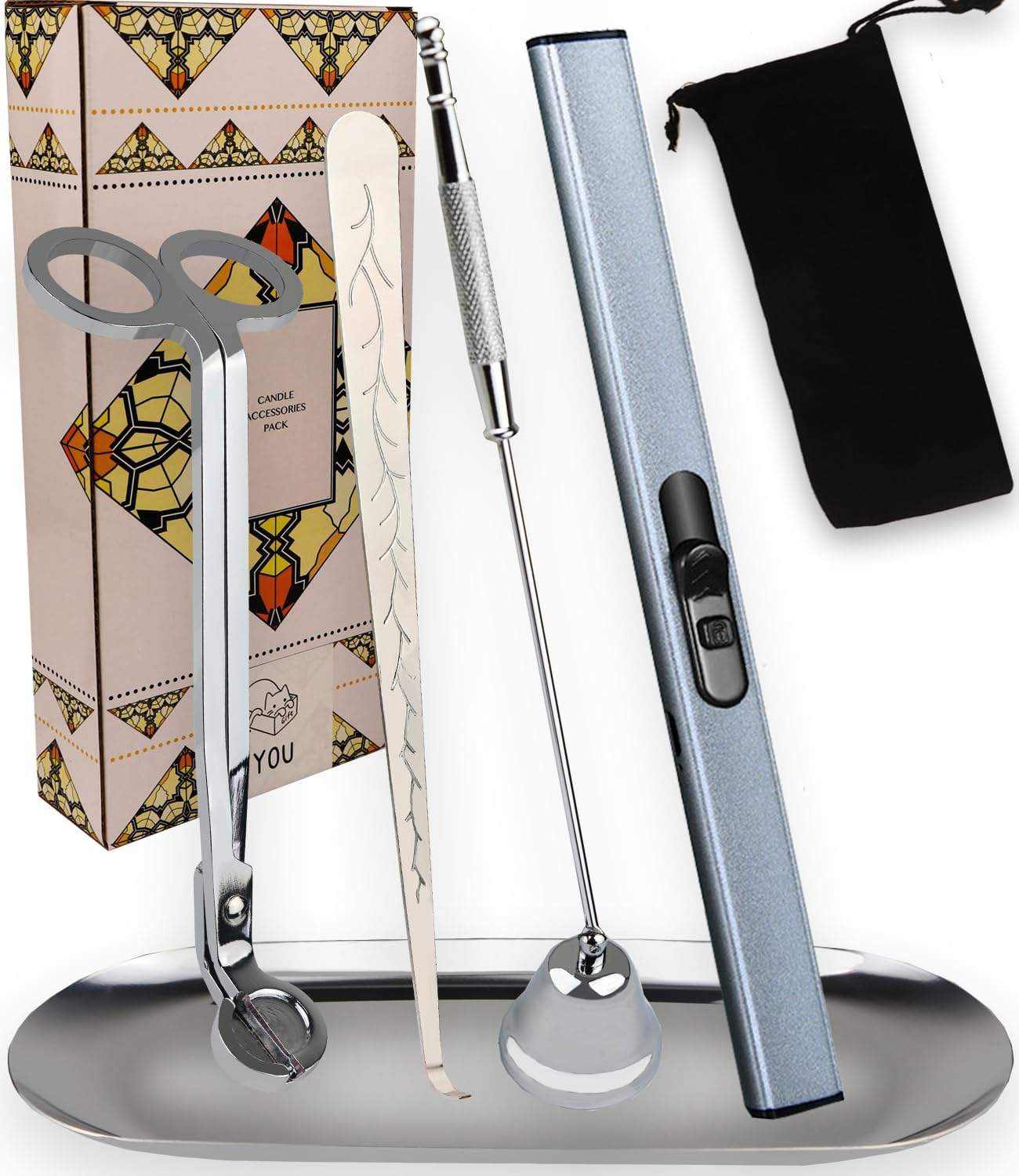 Vidisan 3 in 1 Rose Gold Candle Accessory Set, Candle Wick Trimmer Candle Cutter