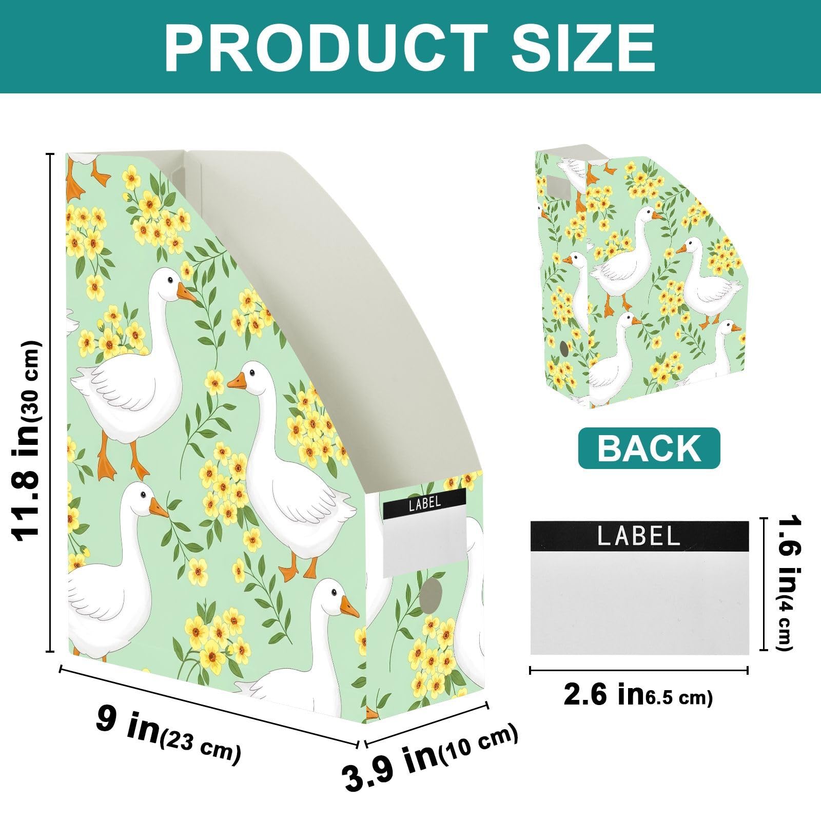 Cartone animato anatra bianco scrivania File Organizer, liscio PP