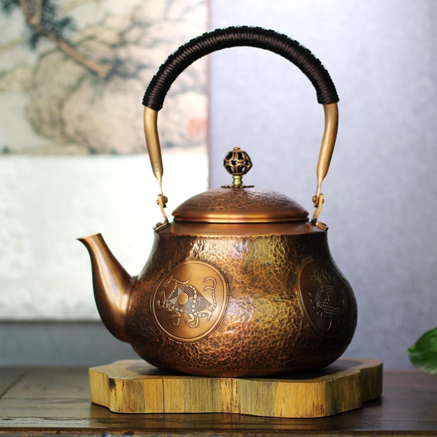 Copper Tea Kettle for Stovetop, Handmade Solid Copper Tea Pot, Pear-Shaped Pure Copper Teapot, Copper Kettle for Water Tea Coffee Fast Boiling