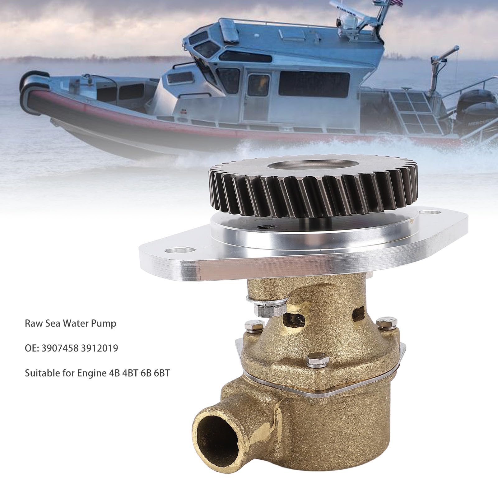 Bediffer Pompa per Acqua di Mare Grezza, Prestazioni Migliorate per Motori Marini 4B 6B 1 1/4 in Inet Outlet Lega