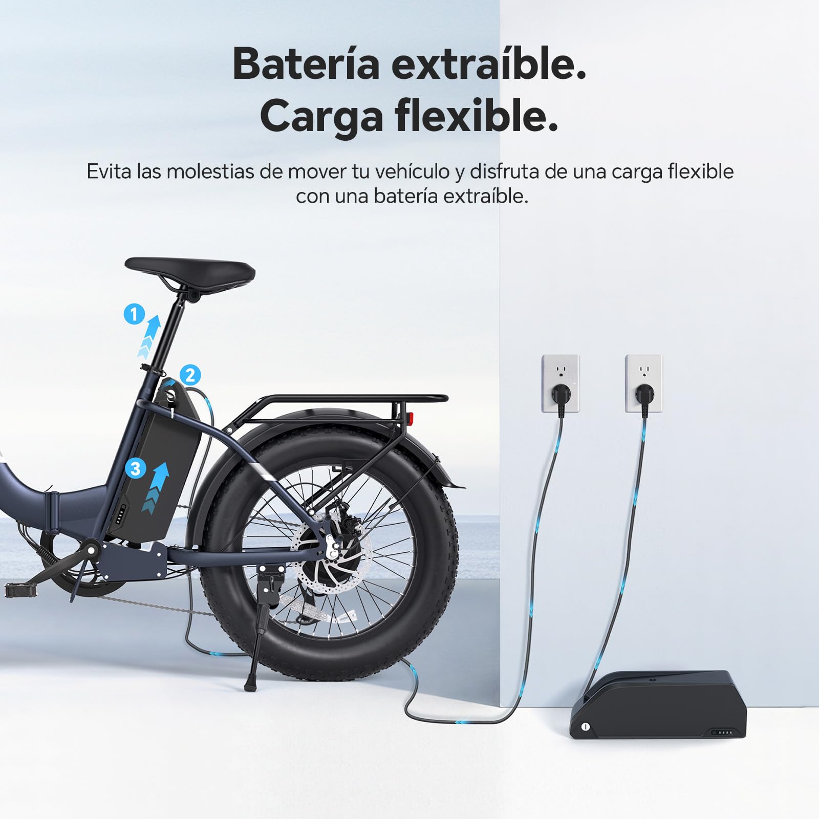 Touroll Bicicleta Eléctrica,S2/ S2 Pro Bici electrica, Fat Bike Plegable 20"×4.0", Autonomía 150 KM, Bici electrica Motor de 250 W, para La Ciudad y La Naturaleza