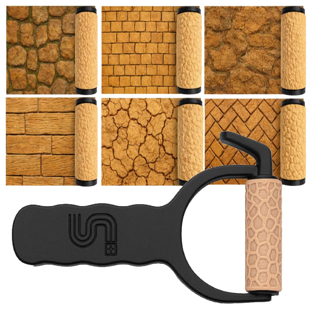 Essential Tabletop Terrain Texture Roller Set – 6 Piece | Cobblestone, Brick, Stone Tile, Wood Planks, Cracked Earth & Paver Stone For D&D, Wargaming RPG Terrain
