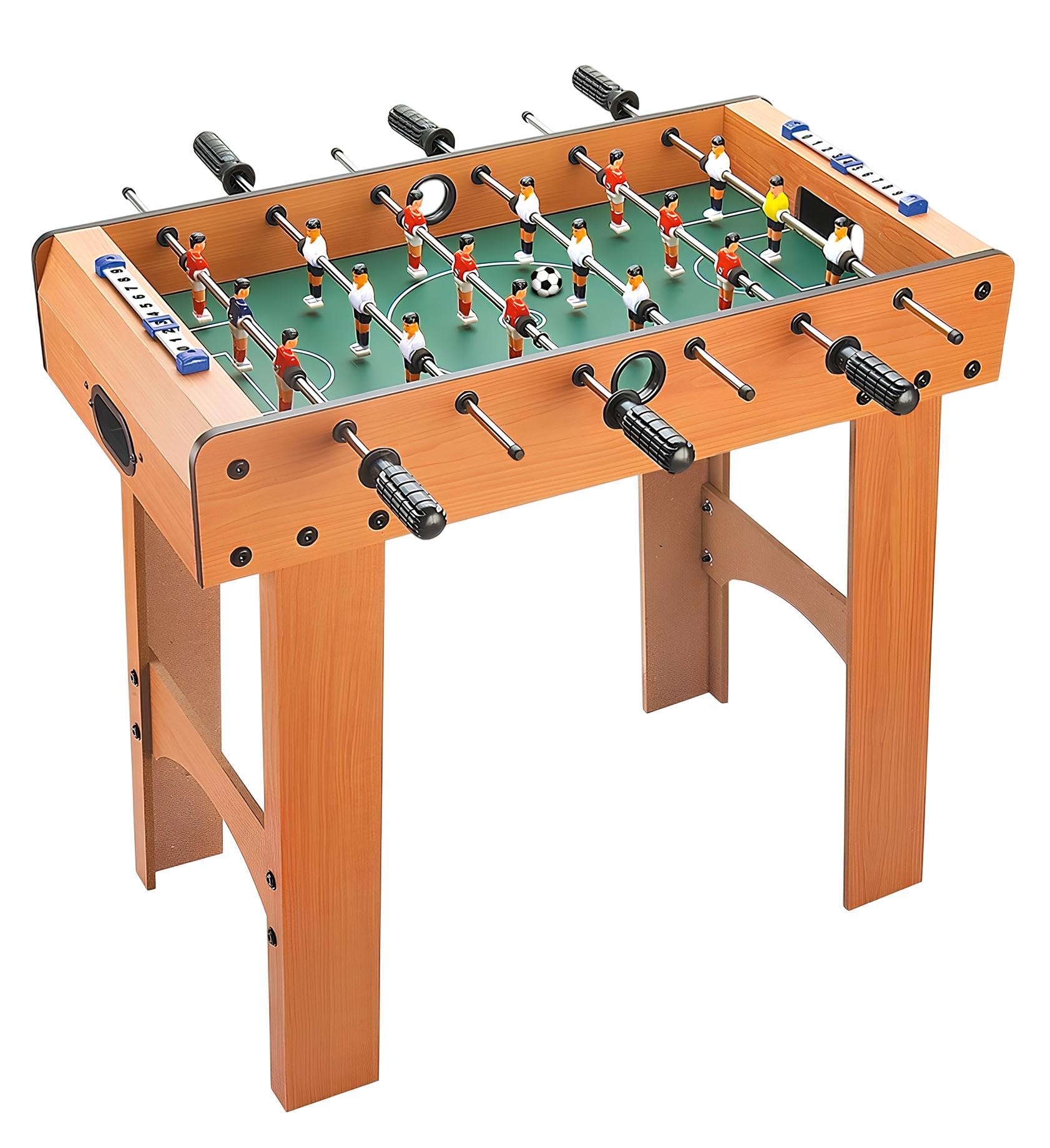 Calcetto Biliardino Calciobalilla in Legno con Gambe Super Robusto Football Calcio Balilla da Casa con 2 Palline Segnapunti Maniglie Antiscivolo Tavolo Calcetto da Terra Bambini Adulti cm 69x37xh62