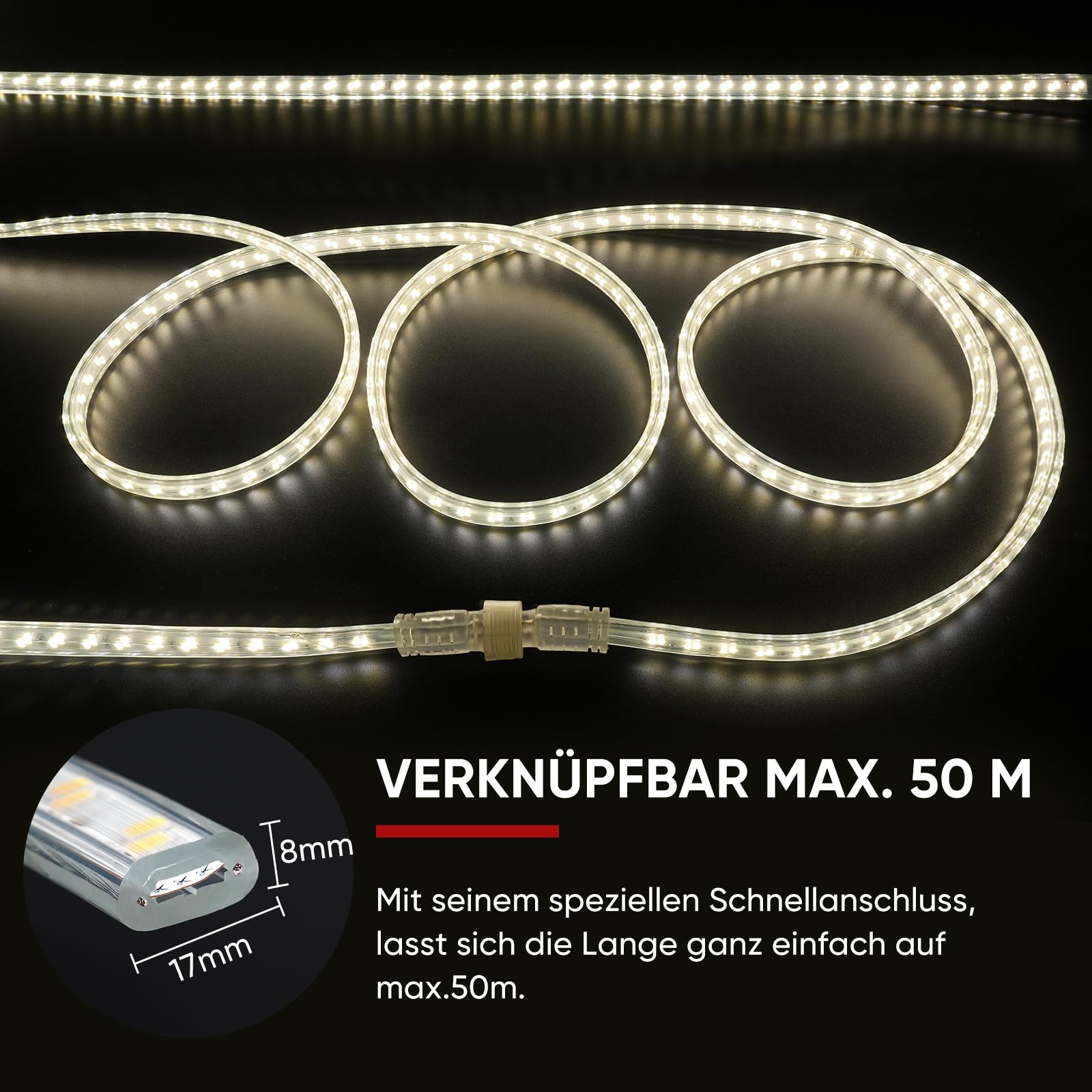 Shine Decor LED Arbeitsleuchte 25m 350W 42500lm IP65 Wasserfest Ausziehbar auf 50m Neutralweiß 4000K