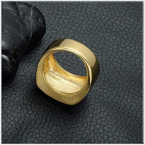 Miniatura 2 de Xusamss Hip Hop chapado en oro de 18 quilates de acero inoxidable cuadrado anillo de cristal