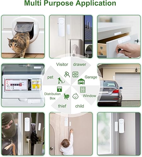 Miniatura 6 de Alarma de puerta y ventana, sensor de alarma de puerta de 90 dB para seguridad de los niños, seguridad del hogar, alarma antirrobo de ventana de