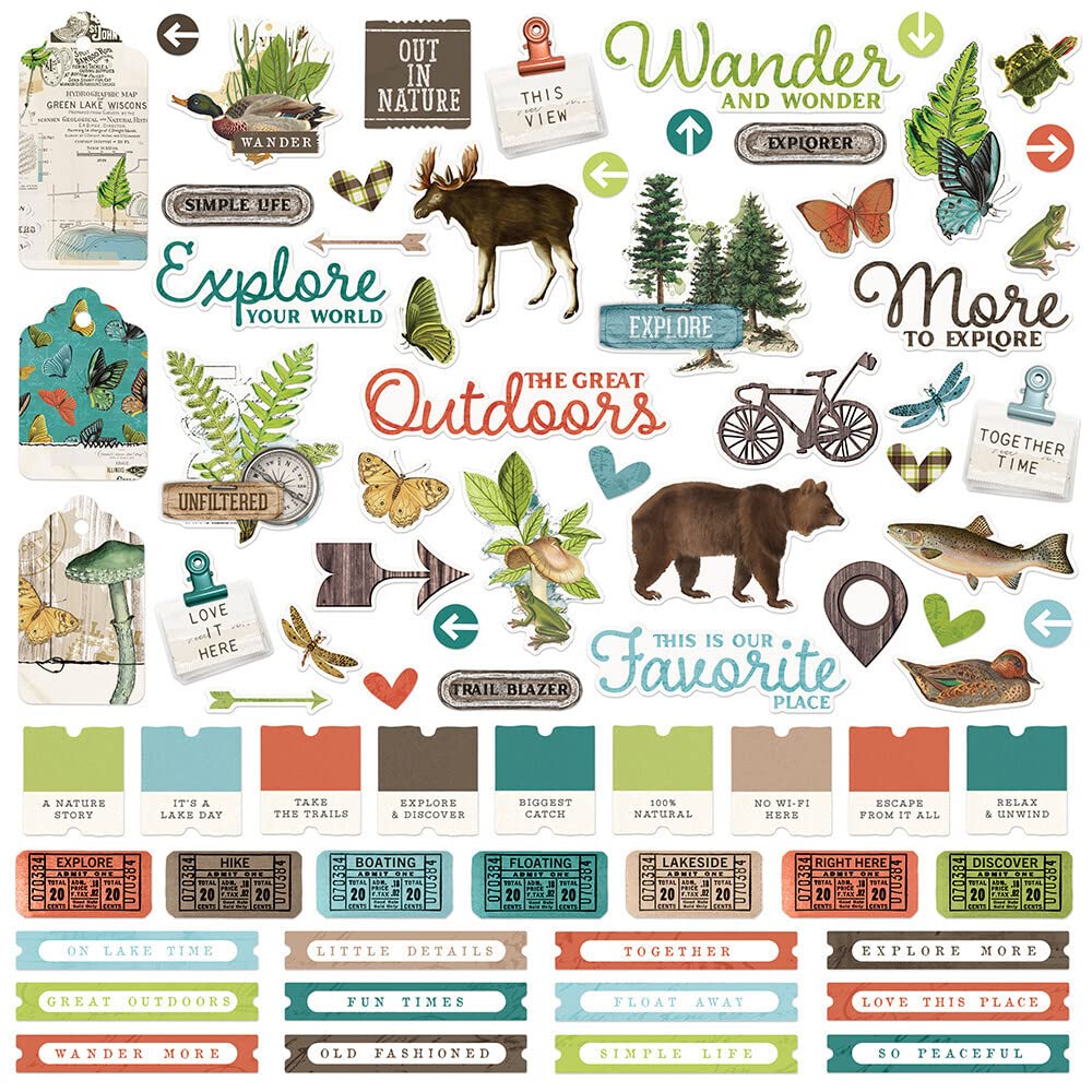 Simple Vintage Lakeside Cardstock Stickers 12"X12"-Combo