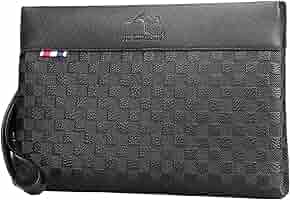 Pochette in Pelle da Doppia Cerniera Portafoglio Lungo Borsello A Mano Borsa da Polso con Zip Handbag Affari Viaggio Portatile Ideal per Ufficio/ Business/Casual/Appuntamenti,Brown
