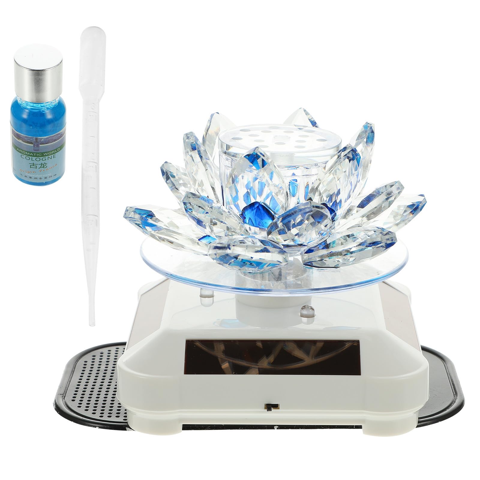 Ornement aromathérapie solaire rotatif en cristal bleu pour l'intérieur de voiture