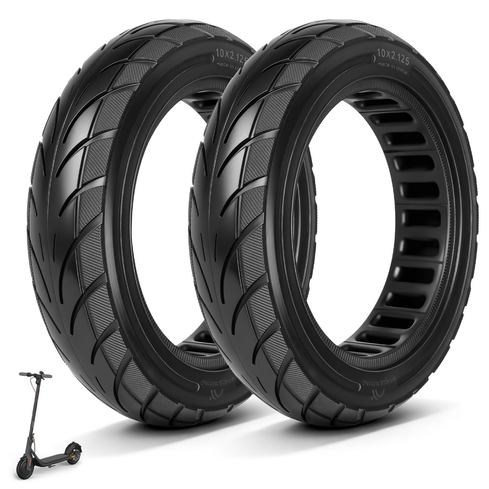 10 x 2,125 Pneumatico Solido per Segway Ninebot F20 F25 F30 F40 /Ninebot uifi Ruote Monopattino Electtrico10 Pollici Ruote di Ricambio Anteriori o Posteriori Antiscivolo Antiforatura (2 Pezzi)