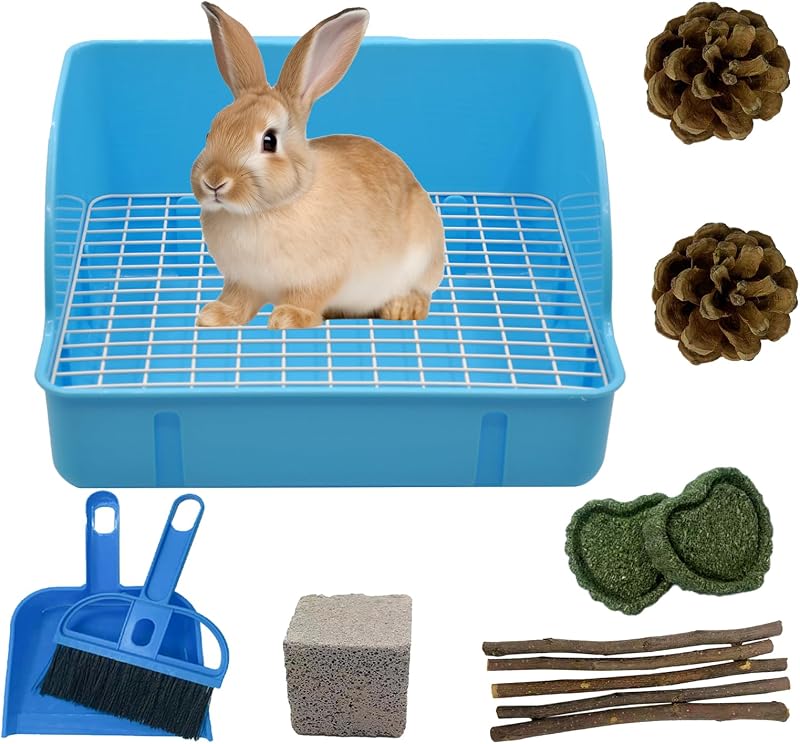 Caixa de Areia para Pequenos Animais com Grade e Travas MUYG Azul 29 x 22 x 15,5 cm