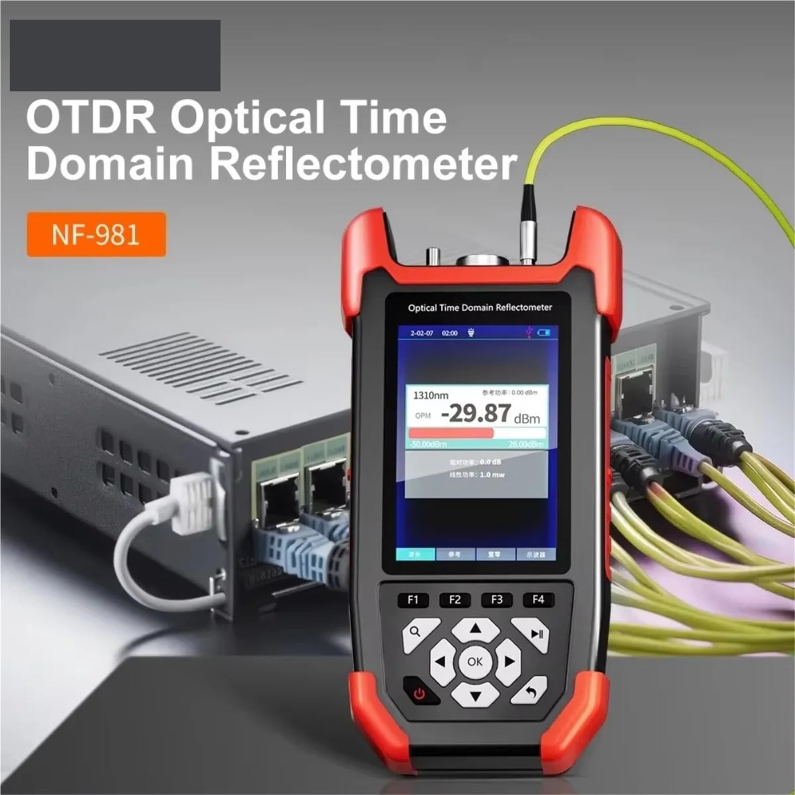 Probador de fibra óptica, Detector de fallos fibra óptica OTDR, medidor potencia for OPM, VFL, OLS, mapa eventos, comprobador cable Ethernet 10 m a 60 km