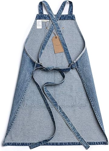 Miniatura 3 de Jeanerlor - Delantal de mezclilla de algodón para mujer y hombre, estilista ajustable de S a XL