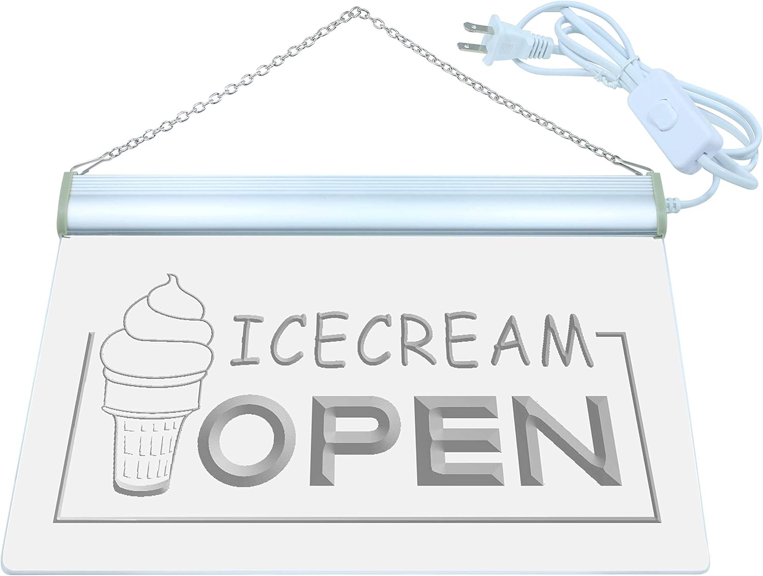 ADVPRO Ice Cream Shop Open LED Neon Sign White 16 x 12 Inches st4s43-m079-w